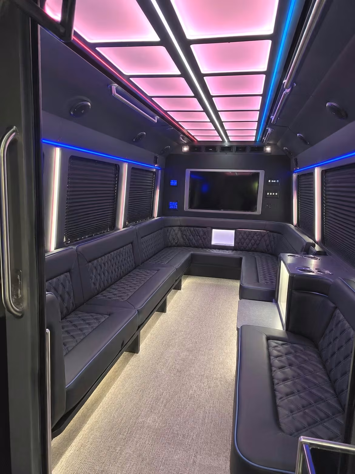 20 passenger party bus inside